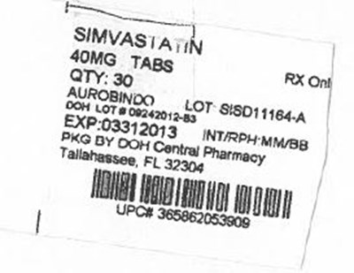 Label Image For 40mg (Simvastatin 40mg)